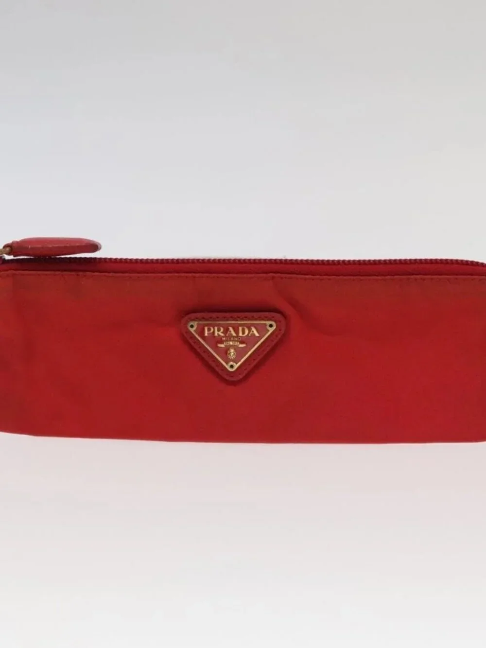 PRADA Sports Pouch Nylon 2 Set Red Beige Auth bs20324